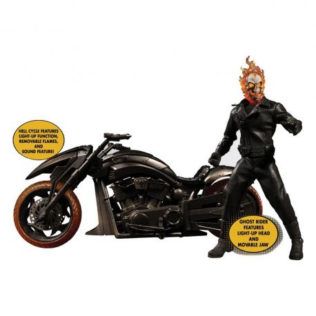 Figurine Ghost Rider & véhicule Hell Cycle sonore et lumineux 1/12 Mezco Toys