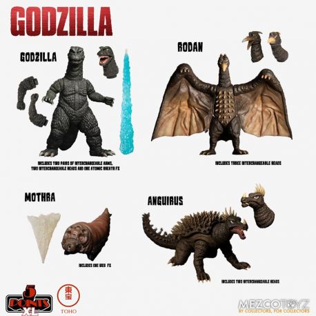 Godzilla Les envahisseurs attaquent figurines 5 Points XL Deluxe Box Set Round 1 Mezco Toys