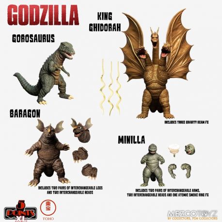 Godzilla Les envahisseurs attaquent figurines 5 Points XL Deluxe Box Set Round 2 Mezco Toys