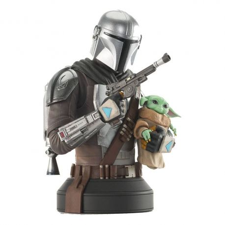 Star Wars: The Mandalorian buste The Mandalorian with Grogu Gentle Giant