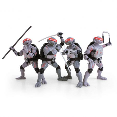 Tortues Ninja pack 4 figurines BST AXN Battle Damaged The Loyal Subjects